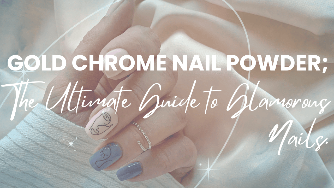 Luxurious gold chrome nail powder manicure with mirror shine