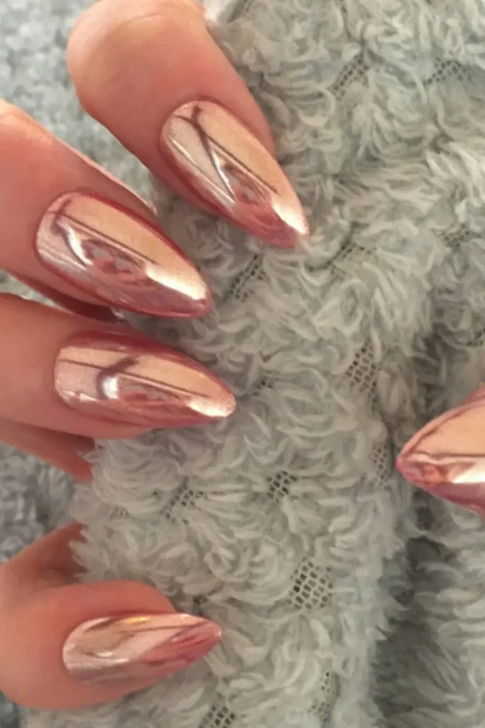 Rusty copper chrome long nails with mirror finish