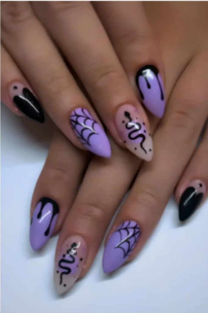 Mismatched Gothic Mix Halloween Nail Art