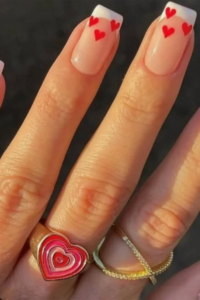 Outline Heart Keep it light and airy with these sheer base nails