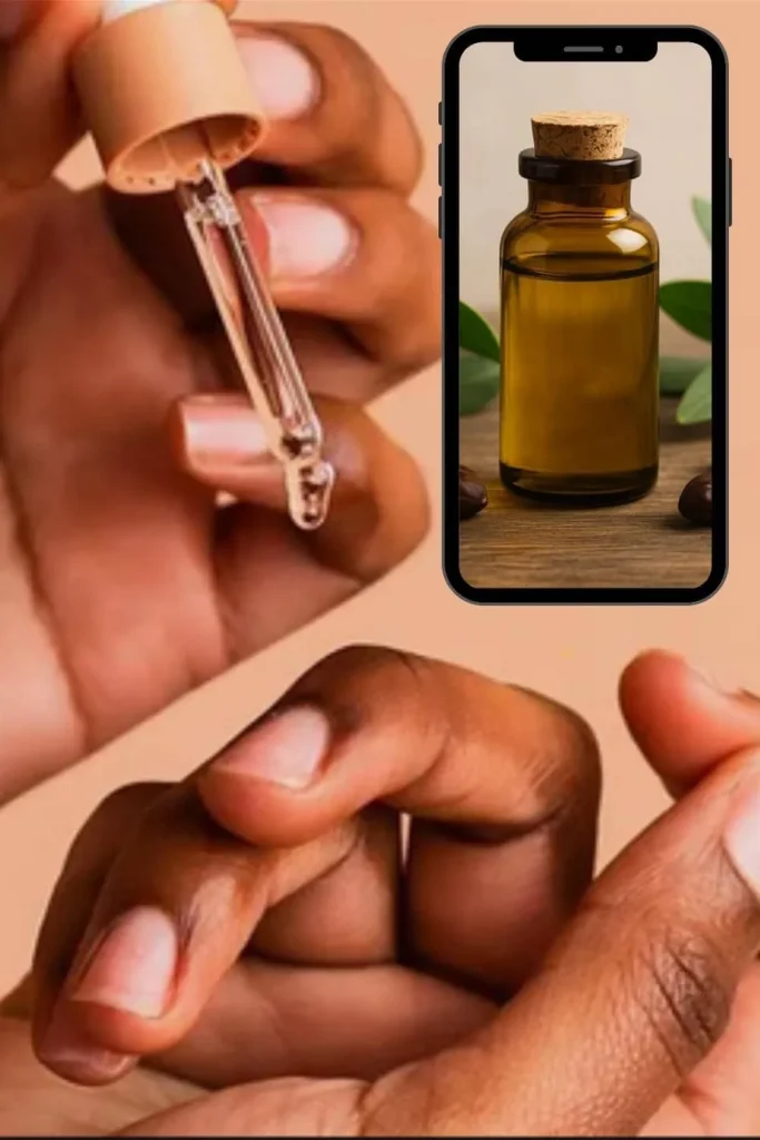 Gentle Cuticle Care Guide featuring a close-up of jojoba oil application for hydrated nail beds.